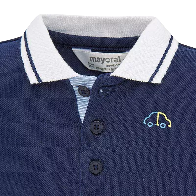 Tricou polo clasic cu maneca scurta - Bleumarin/Alb - Mayoral 12 luni