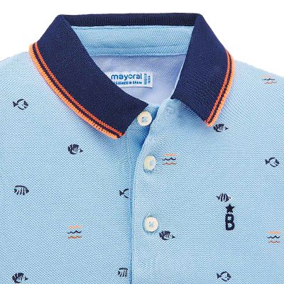 Tricou polo clasic cu maneca scurta si imprimeu - Bleu - Mayoral 2 ani