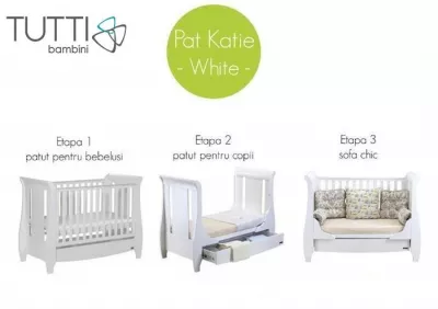 Set mobilier - Katie Alb format din 2 piese: patut si comoda - Tutti Bambini