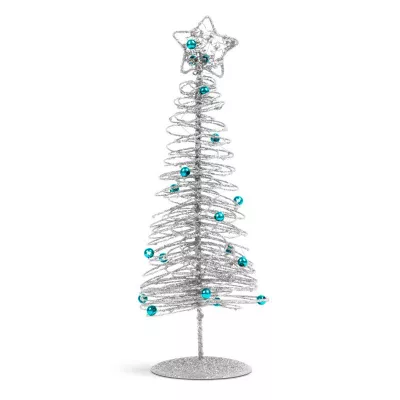Brăduț metalic - ornament de Crăciun - 28 cm - argintiu