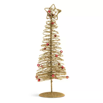 Brăduț metalic - ornament de Crăciun - 28 cm - auriu