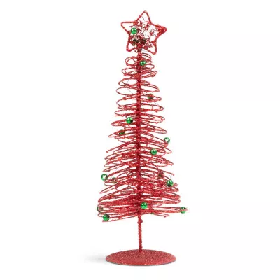 Brăduț metalic - ornament de Crăciun - 28 cm - roșu