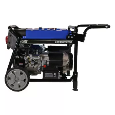 Generator de curent pe benzina Zonetec ZGP8000WE3C, portabil, trifazat, 8 kW, pornire electrica, roti transport, conector ATS