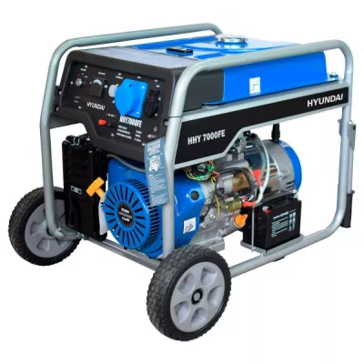 Generator monofazic electric pe benzina Hyundai HHY7000FEK, 5.5 kW, 13 CP, rezervor 25 L, pornire electrică