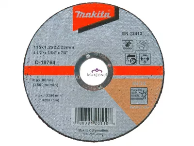 Disc abraziv Makita D-18764 pentru debitat inox, D115x1.2 mm, WA60T