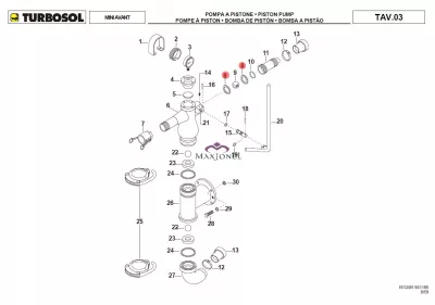 Garnitura robinet sfera Turbosol Mini Avant, Apemat, TM250, TM330, TM 27.45