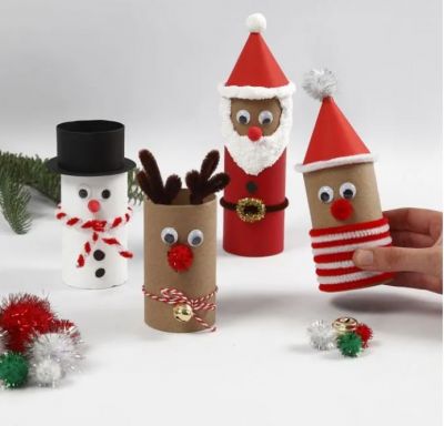 Colțul cu inspirație | Figurine de Crăciun din tuburi de carton reciclate