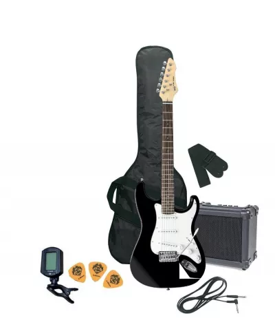 Seturi chitare electrice cu amplificator si accesorii - Set chitara electrica GEWA PURE RC-100 Black, guitarshop.ro