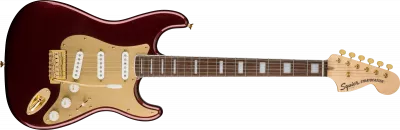 Chitare electrice - Chitara electrica Squier 40th Anniv. Stratocaster Gold Edition Ruby Red Metallic, guitarshop.ro