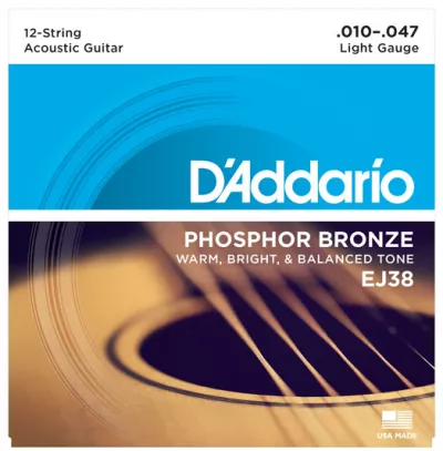 Corzi chitara acustica - Corzi acustica D'Addario EJ38-12 10-47 Phosphor Bronze Light, guitarshop.ro