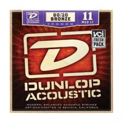 Corzi chitara acustica - Corzi chitara acustica Dunlop 80/20 Brass Medium Light  11-52, guitarshop.ro