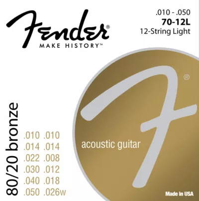 Corzi chitara acustica - Corzi chitara acustica Fender 70-12L 80/20 Bronze, 12 strings 10-50, guitarshop.ro