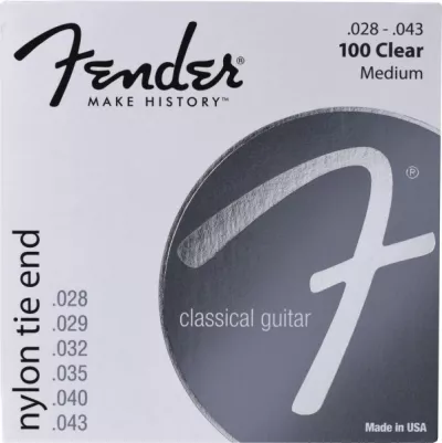 Corzi chitara clasica - Corzi chitara clasica Fender 100 Clear/Silver Nylon Classic- Tie End 28-43, guitarshop.ro