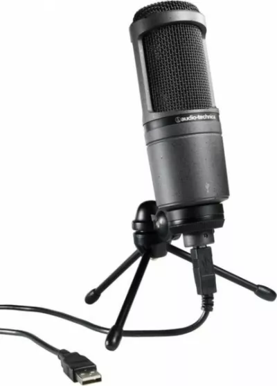 Microfoane de studio (voce & instrument) - Microfon broadcast-podcast Audio-Technica AT2020USB+, guitarshop.ro