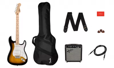 Seturi chitare electrice cu amplificator si accesorii - Set chitara Squier Sonic Strat 2 TS Frontman 10G
, guitarshop.ro