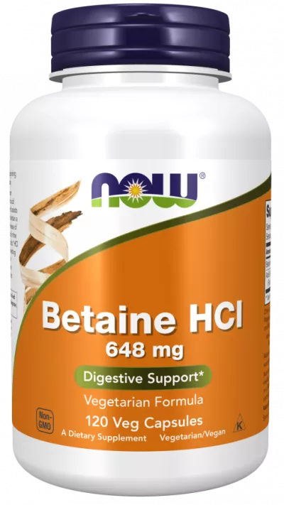 NOW Betaine HCL 648mg - 120 capsule vegane