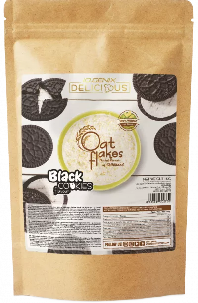 Gustari proteice & Sosuri - IOGENIX DELICIOUS OATFLAKES 1Kg Black Cookies, advancednutrition.ro