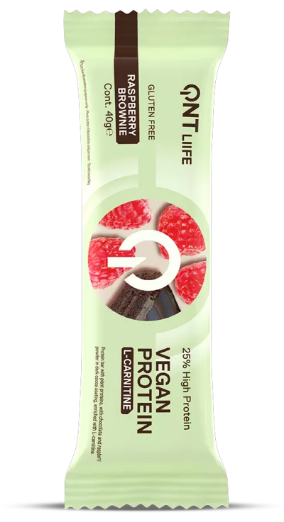 RAW&VEGAN&BIO - Vegan protein bar cu L-carnitină 40g Raspberry Brownie, advancednutrition.ro