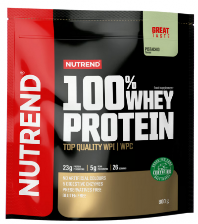 Whey & Izolat - 100% Whey Protein 800g Nutrend Proteină premium din zer Fistic, advancednutrition.ro