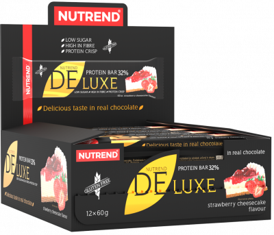 Batoane & Shake-uri - 12 Batoane x 60g Deluxe Protein Bar cu 32% Proteine Nutrend Strawberry Cheesecake, advancednutrition.ro