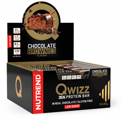 Batoane & Shake-uri - 12 Batoane x 60g Qwizz Protein Bar Nutrend Chocolate Brownies, advancednutrition.ro