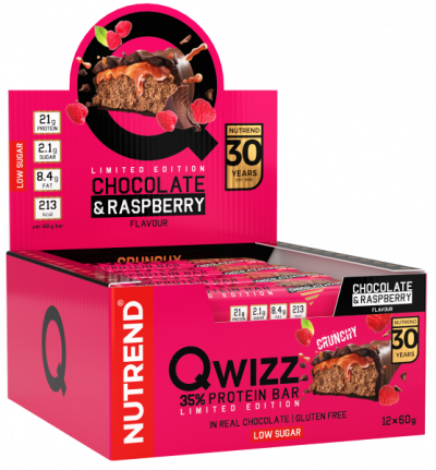 Batoane & Shake-uri - 12 Batoane x 60g Qwizz Protein Bar Nutrend Chocolate Raspberry, advancednutrition.ro