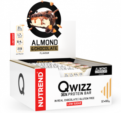 Batoane & Shake-uri - 12 Batoane x 60g Qwizz Protein Bar Nutrend Migdale si Ciocolata, advancednutrition.ro