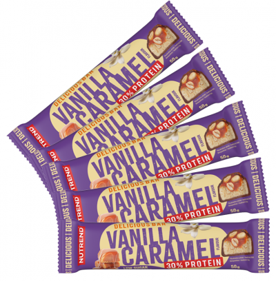 Batoane & Shake-uri - 5 Batoane x 50g Delicious Bar Vanilla & Caramel Nutrend, advancednutrition.ro
