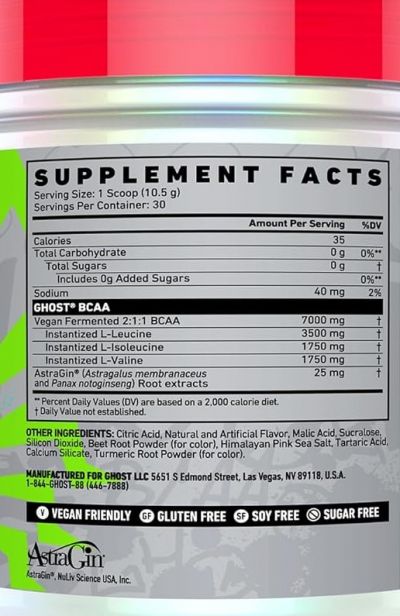 BCAA 30Serviri Ghost Kiwi Strawberry 315g