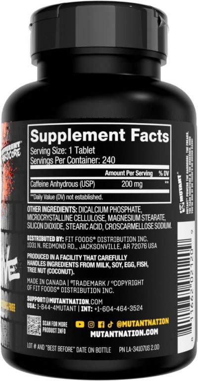 Energie & N.O. (oxid nitric)  - Mutant 200mg Caffeine 240 Tablete, advancednutrition.ro
