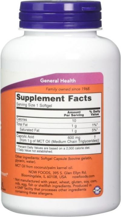 NOW Foods Caprylic Acid 600mg 100 Softgels