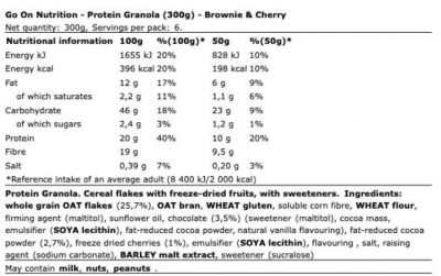 Gustari proteice & Sosuri - Protein Granola 300g GO ON Nutrition Brownie & Cherry, advancednutrition.ro