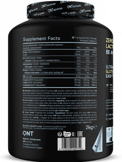 Whey & Izolat - QNT Metapure Zero Carb 2Kg Vanilie, advancednutrition.ro