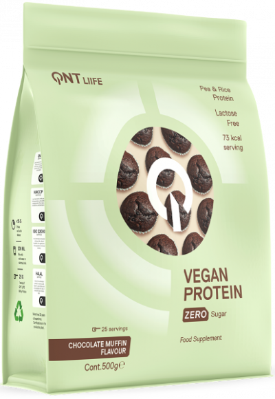 RAW&VEGAN&BIO - QNT Vegan Protein 500g Chocolate Muffin, advancednutrition.ro