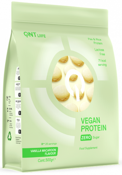 RAW&VEGAN&BIO - QNT VEGAN PROTEIN 500g Vanilla Macaroon, advancednutrition.ro