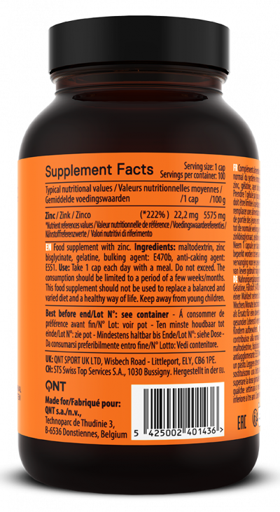 Zinc Magneziu & Multi Minerale - QNT Zinc Bisglicinat 22mg - 100 Capsule
, advancednutrition.ro