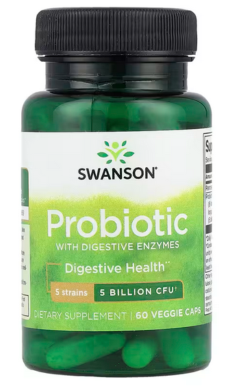 Sistemul Digestiv & Imunitar - Swanson Probiotic with Digestive Enzymes 60 Capsule, advancednutrition.ro