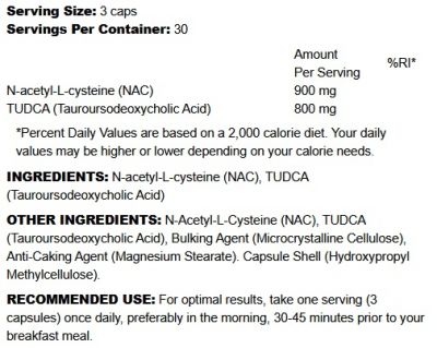Sistemul Digestiv & Imunitar - Tudca + NAC 90 Capsule Applied Nutrition, advancednutrition.ro