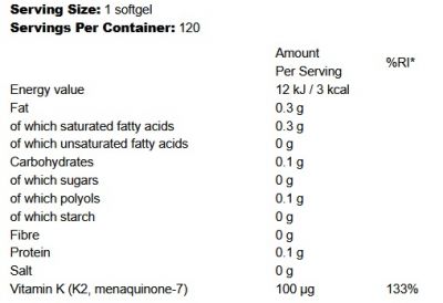 Vitamin K2 MK-7 100mcg - 60 Softgels Osavi