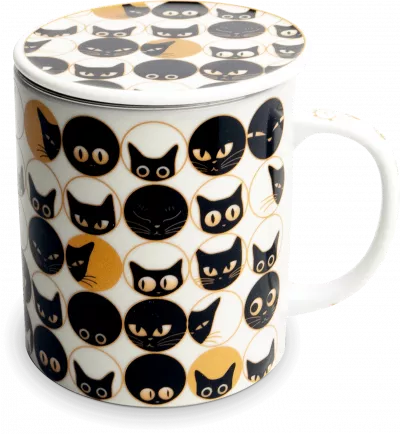 Cana pentru ceai cu filtru si capac, Cat Eyes