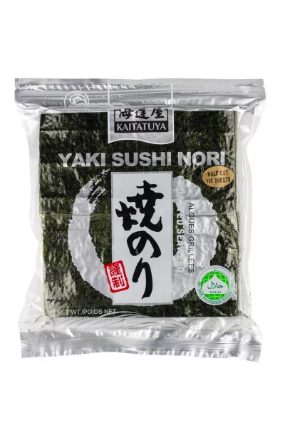 Foi nori pentru sushi calitate Silver, brandul Kaitatuya 140  gr (100 foi jumatati / pachet)