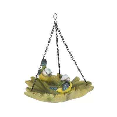 Adapatoare pentru pasari verde/galben din polirasina 23 cm Frunza suspendata Esschert Design