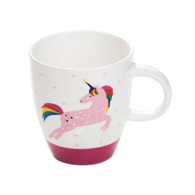 Bucatarie - Cana alb/roz din portelan 24cl Unicorn Cosy&Trendy, hectarul.ro