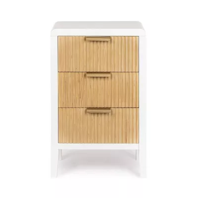 Mobilier interior - Dulapior cu 3 sertare, alb/maro deschis, din MDF lemn si otel, Charley Bizzotto, hectarul.ro