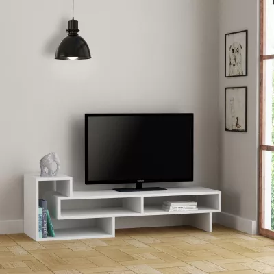 Mobilier interior - Comoda TV alba din PAL melaminat 136 cm Tetra Decortie, hectarul.ro