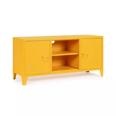 Mobilier interior - Comoda TV galbena din otel 120,5 cm Cambridge Bizzotto, hectarul.ro