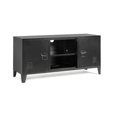 Mobilier interior - Comoda TV neagra din otel 120,5 cm Cambridge Bizzotto, hectarul.ro