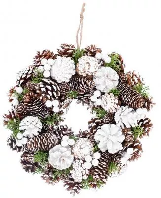 Coroană de Crăciun MagicHome cu conuri de pin, multicolor,  32x8x32 cm