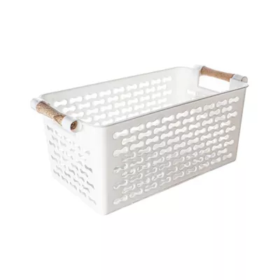 Mobilier interior - Cos de depozitare alb cu manere, din plastic, 29x14x12 cm Urban Living, hectarul.ro