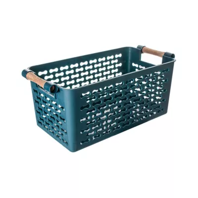 Mobilier interior - Cos de depozitare verde cu manere, din plastic, 29x14x12 cm Urban Living, hectarul.ro